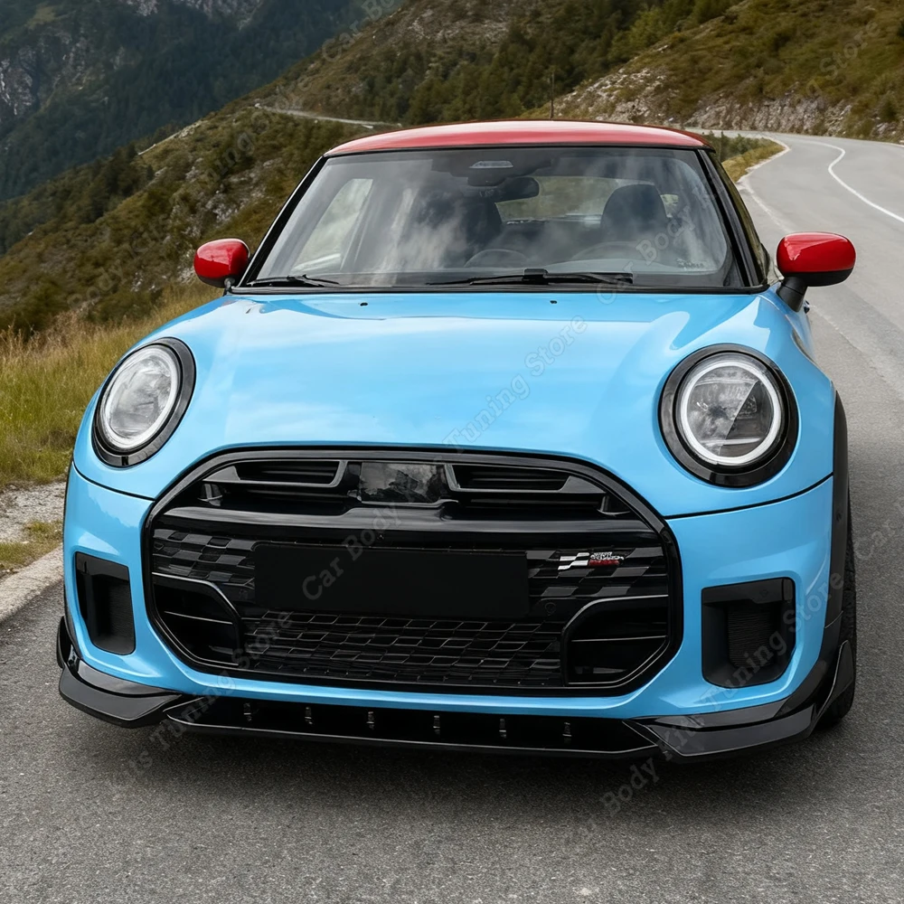 Für Mini F65 F66 F67 JCW John Cooper Works 2024 2025 Auto Frontstoßstange Splitter Lip Spoiler Glanz Schwarz Diffusor Canard Body Kit