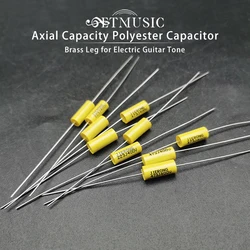 20Pcs Axial Capacity Polyester Capacitor 223J400V/473J400V 0.022uf/0.047uf Brass Leg Electric Guitar Tone Capacitor Yellow