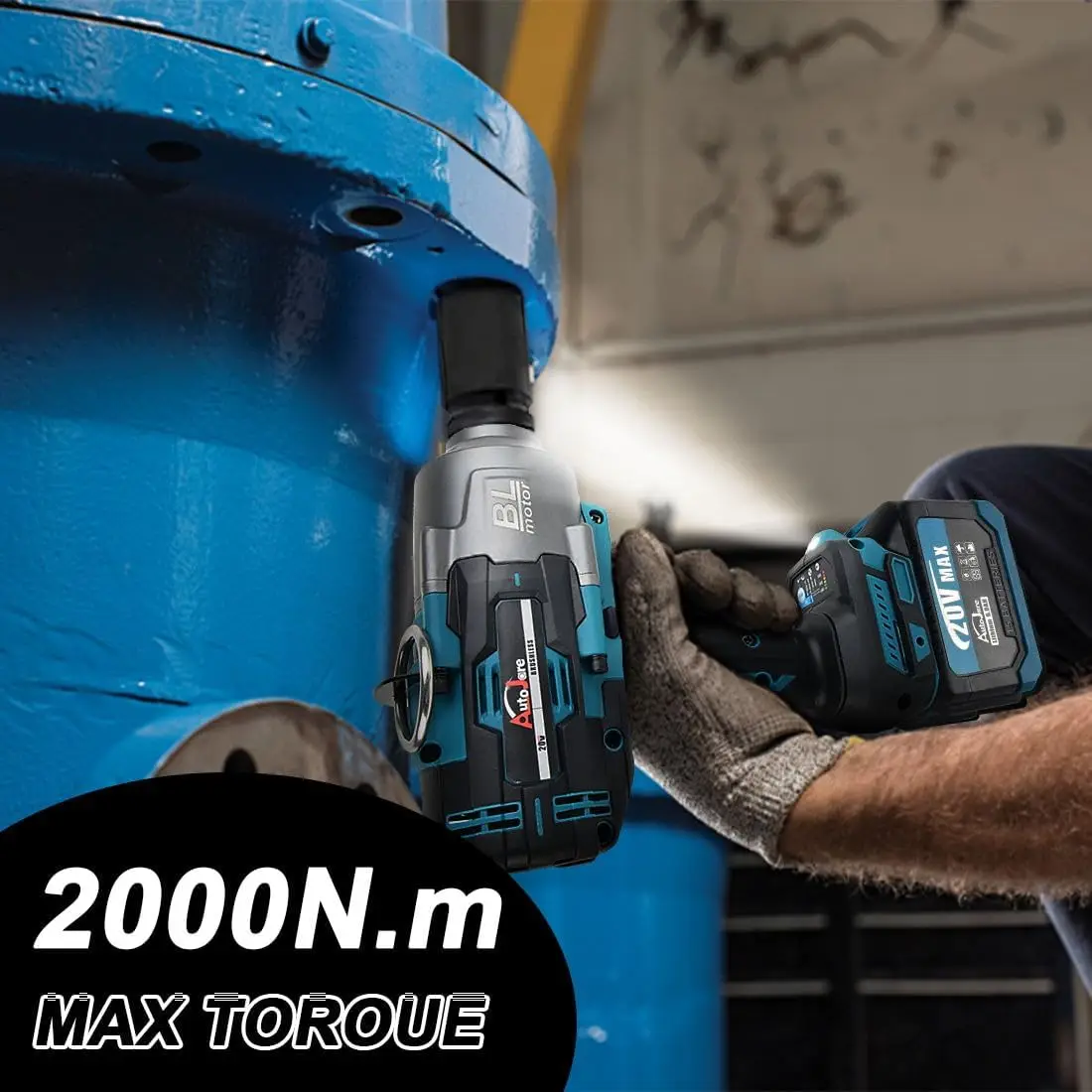 Cordless Impact Wrench 3/4''  High Torque 1475 Ft-lbs (2000 N.m) Heavy-duty Impact Wrench with 2 x 6.0A Battery, Fast C