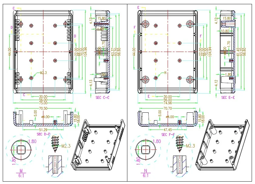 DIY Plastic housing Desktop Enclosure Custom Electronics Distribution Junction Box ABS Plastic Enclosure 105*75*36mm