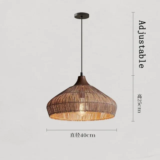 BUHAY HARP Hanglamp Vintage Rotan Wicker Kroonluchter voor Restaurant Woonkamer Slaapkamer handgemaakte rotanlamp
