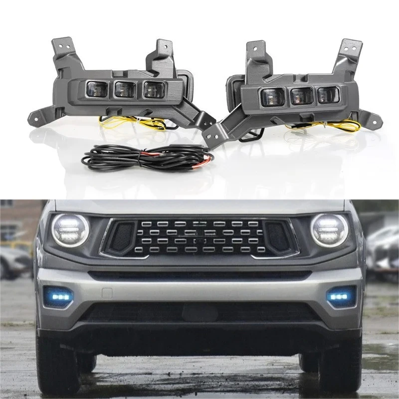 For Haval H7 Dargo 2nd Generation 2023 2024 2025 2026 Car Daytime Running Lights Yellow Dymanic Turn Signal Front Fog Lamp