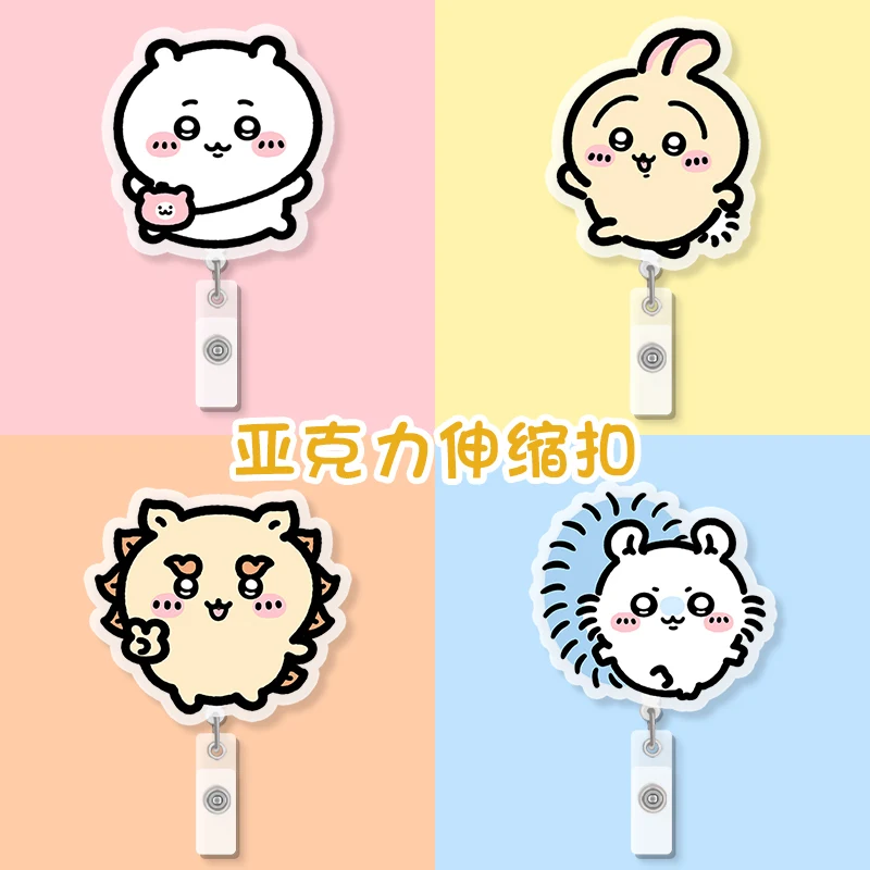 Miniso Chikawa Retractable Clip Student Card Holder Cartoon Cute Chest Certificate Clip Alec Patch For Doctors And Nurses