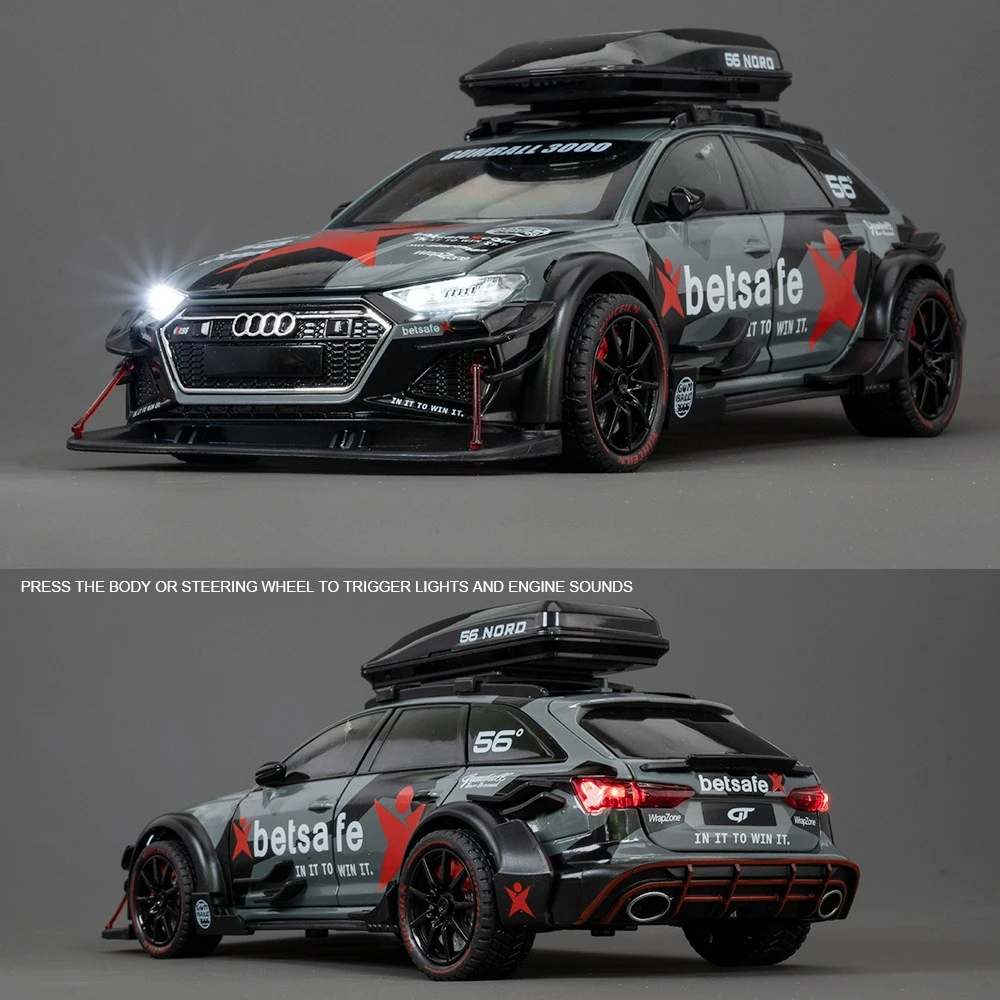 1:24 Audi RS6 DTMของเล่นรถDiecastรุ่นSound Lightดึงกลับเด็กของขวัญเด็กสําหรับของเล่นคริสต์มาสของขวัญ