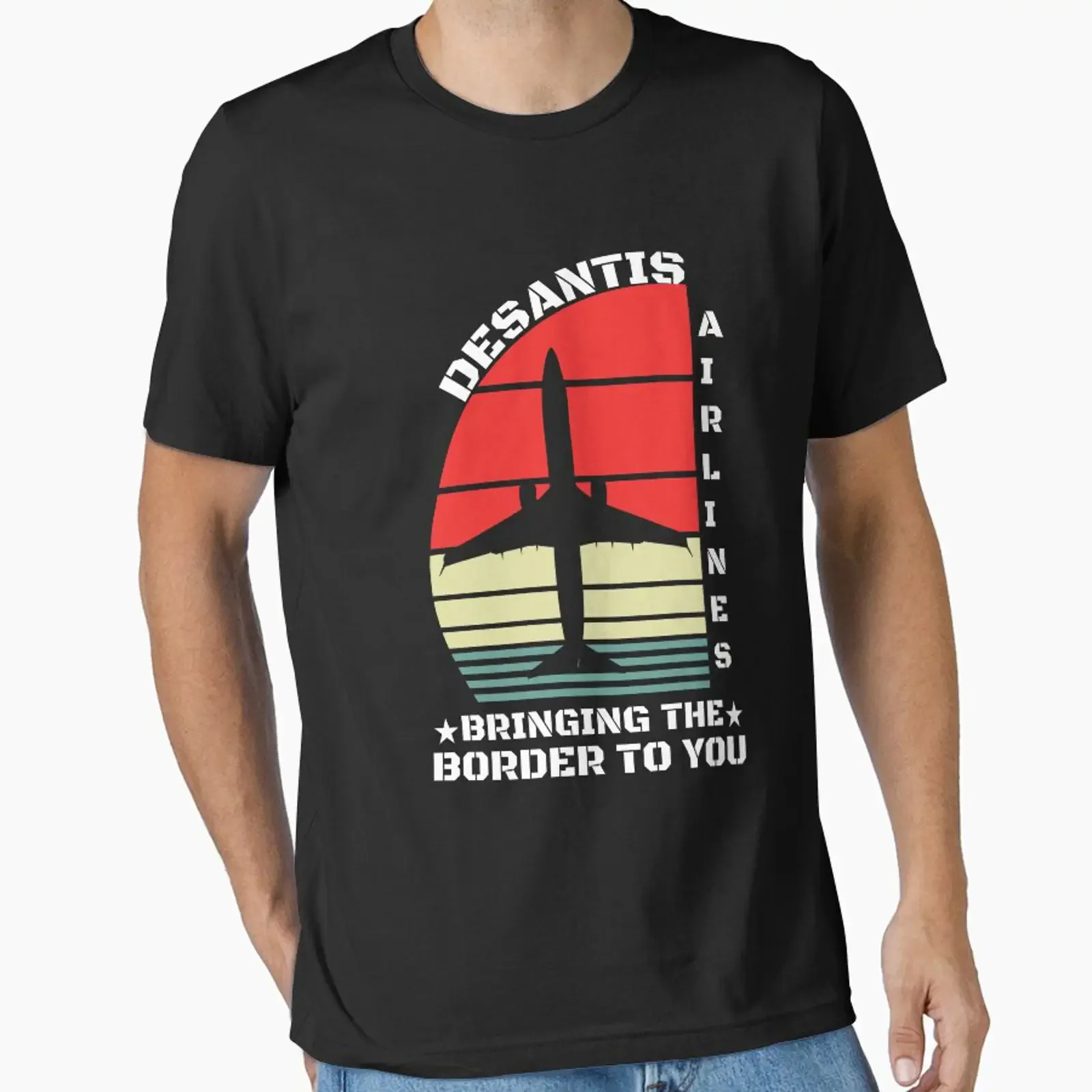 Desantis Airlines Bringing The Border To You Funny Political Meme Essential T Shirt vintage Washed Breathable Casual Soft