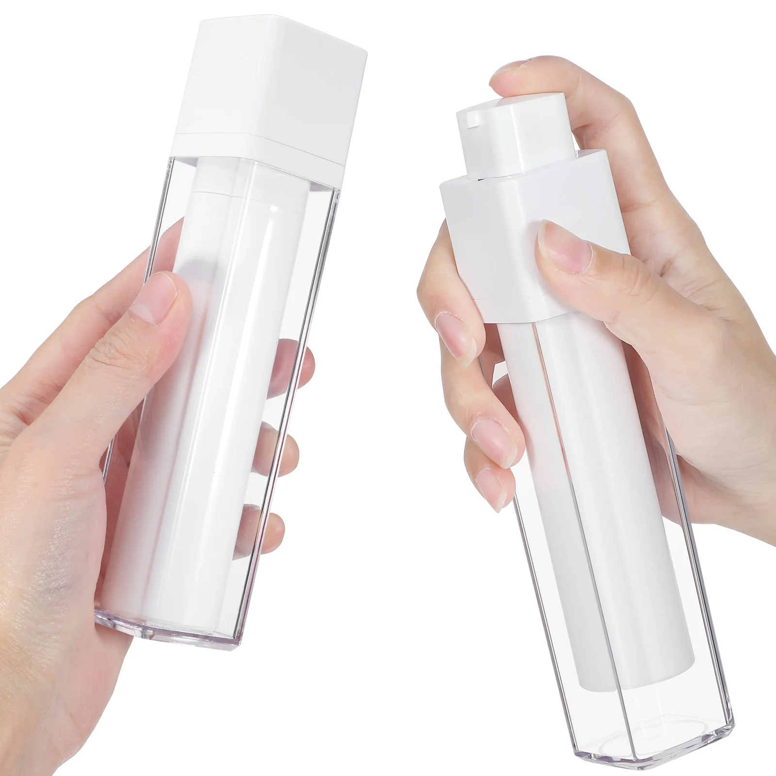 

3pcs Vacuum Lotion Bottle Portable Airless Containers 30ml Clear Subdivision For Cream Shampoo Storage Plastic Travel
