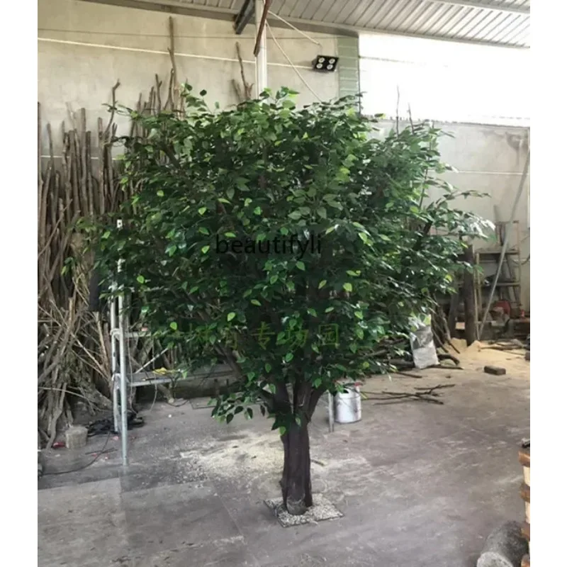 A485  Simulation Tree Simulation Banyan Tree Large Plant Living Room Pachira Macrocarpa Solid Wood Trunk Decoration