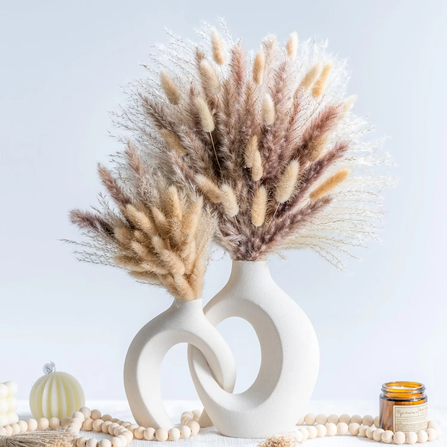 

Dried pampas decoration, pampas contains dried rabbit tail flowers, reed grass bouquet, suitable bohemian flowers for wedding