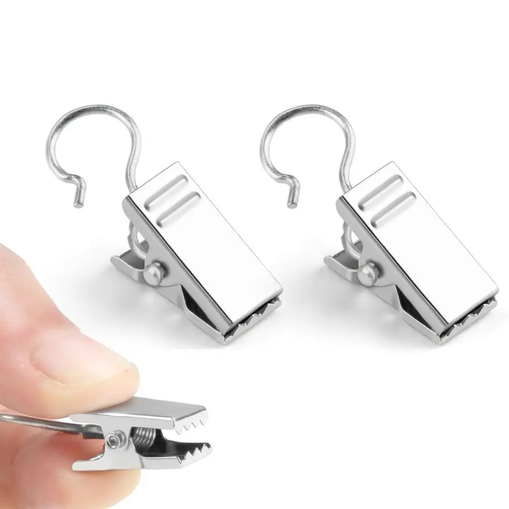 Stainless Steel Drapery Clamps Hooks Strong Grip Clips Rustproof Shower Curtain Hangers For Household Window Accessory