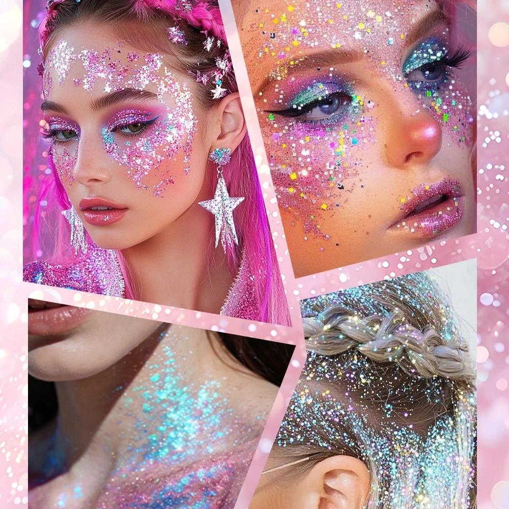 Body Glitter Stick Festival, Rotating Face Glitter Stick for Face/Body/Hair/Eye Body Painting Sequins Stick Lips Glitter Powder