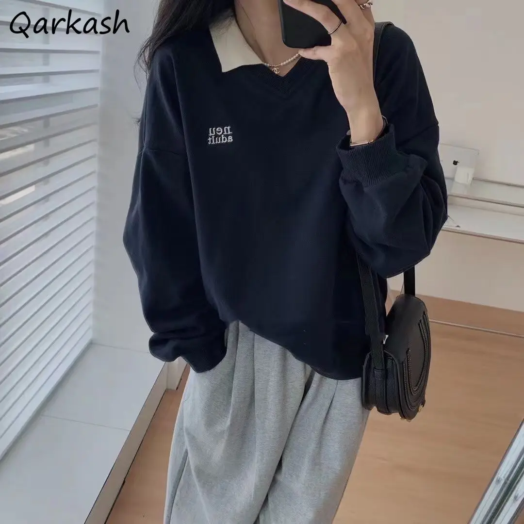 

Sweatshirts Women Loose Vintage Students Boyfriend American Harajuku Designed Letter Hip Hop Basics Streetwear Popular Leisure