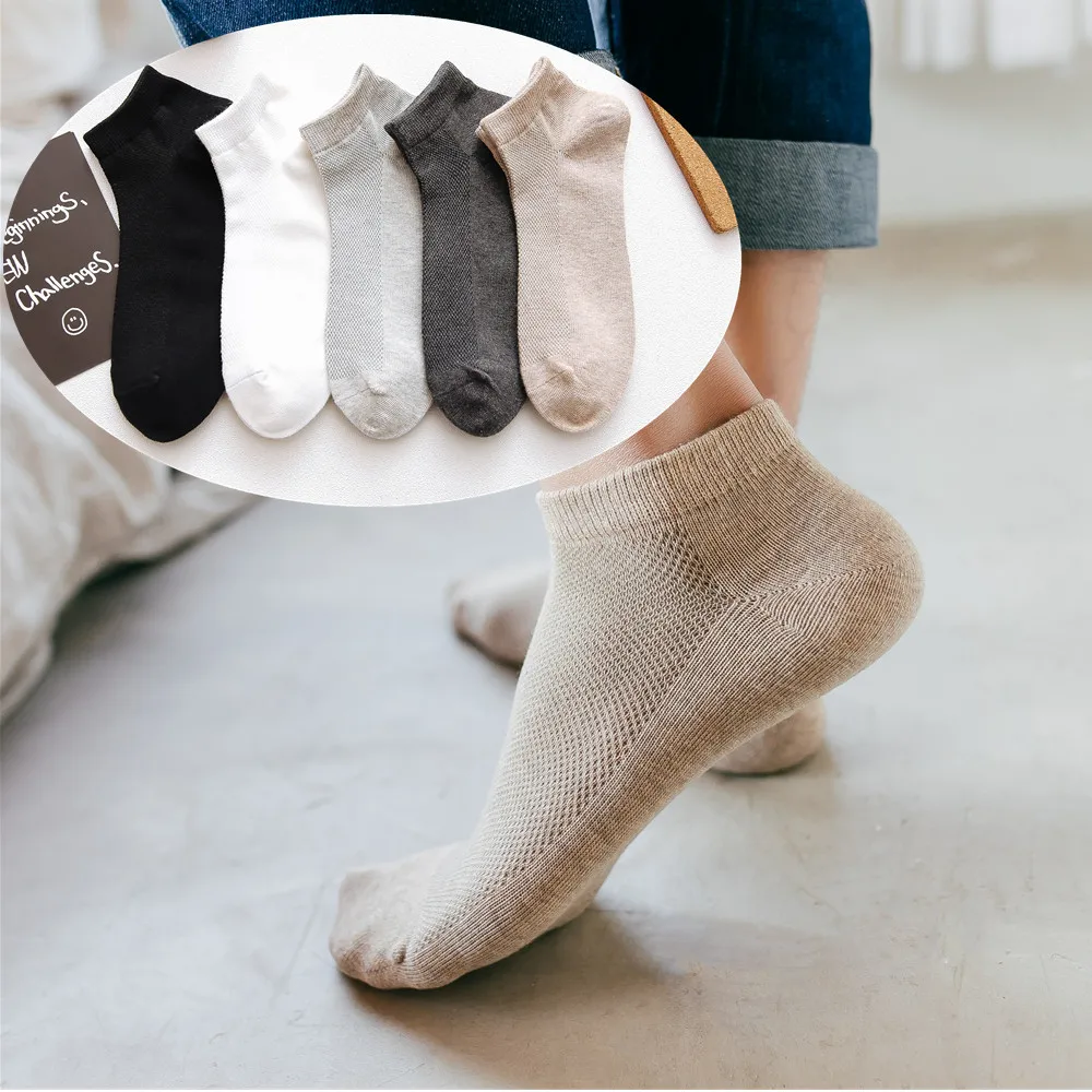 

8 Pcs 4 Pairs 1 Lot Men Cotton Ankle Socks For Men's Business Casual Solid Color Short Socks Male Mesh Sock Thin Slippers Meias