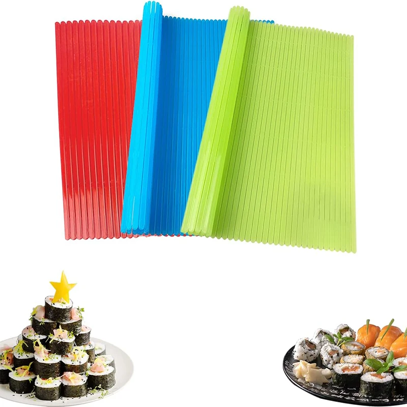 Juego de colchonetas rodantes de plástico para Sushi, tapete antiadherente para hacer Sushi, rollo de arroz y verduras, herramienta para hacer Sushi, cocina, bricolaje, 3 uds.