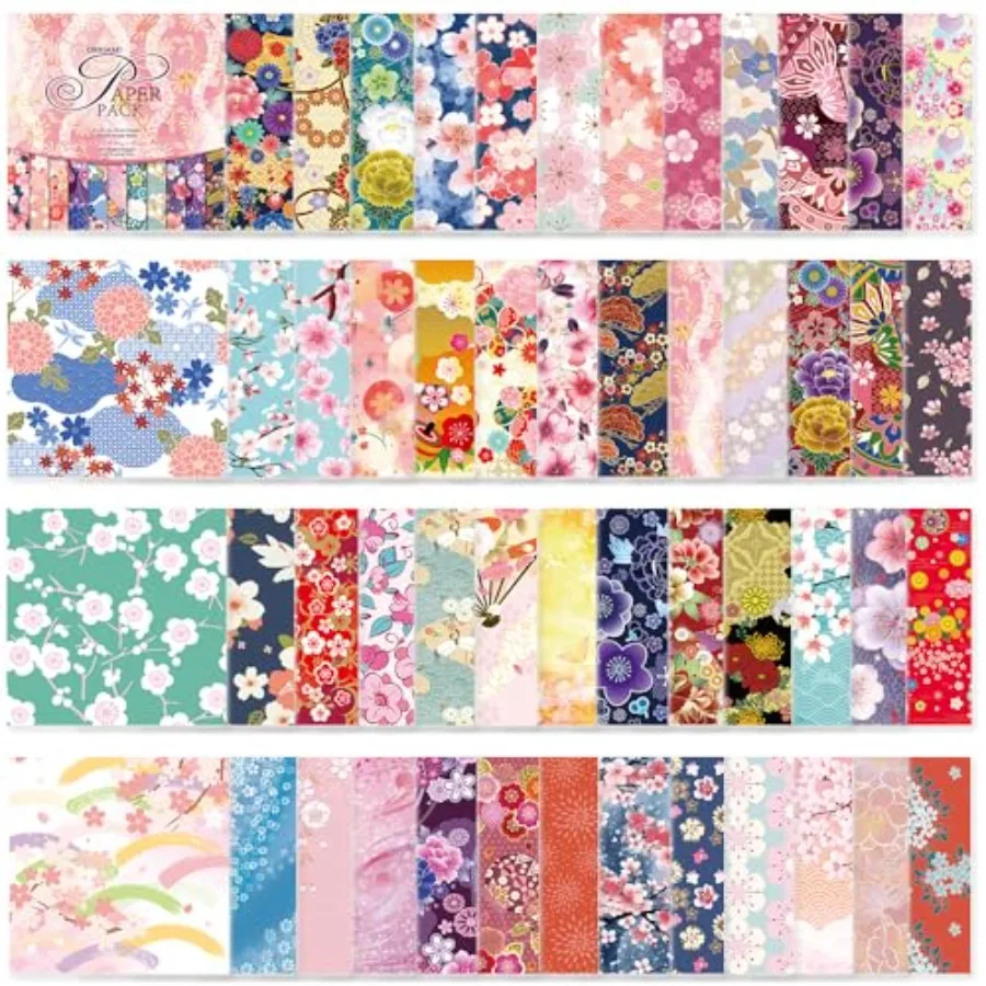 Origami Paper Kit 50 Sheets 70GSM 6 Inch Square Double Sided Color 50 Vivid Japanese Washi Chiyo Colors for Hand Crafts Origami