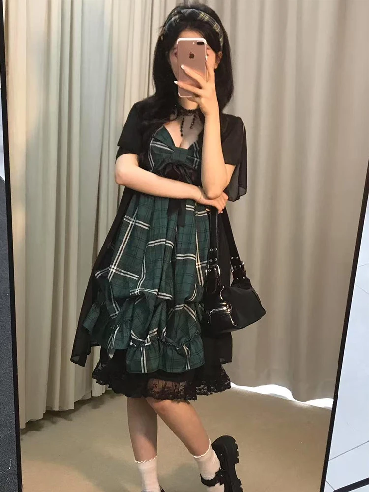 레트로 슬레 매듭 레이스 패치워크 오트 스커트 투피스 세트 여성 여름 패션 드레스 빈티지 감성