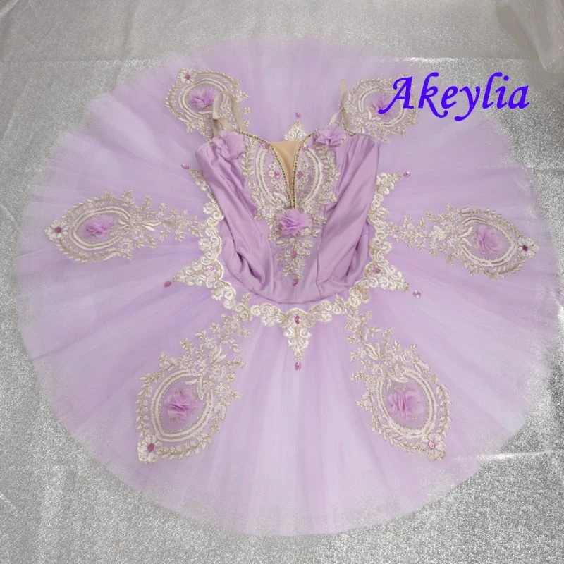 

Akeylia spandex Lilac TUTU Classical Group Dance performance Costume Ballet Tutu purple adult pancake ballet 7 layer girl 20102