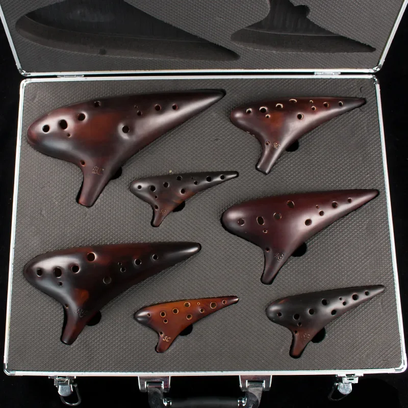 

Seven-piece Ocarinas Set AC SF SG SC AG AF BC Beginner Professional Musical Orff Instruments 12 Holes Ocarina Big Lacquer Smoked