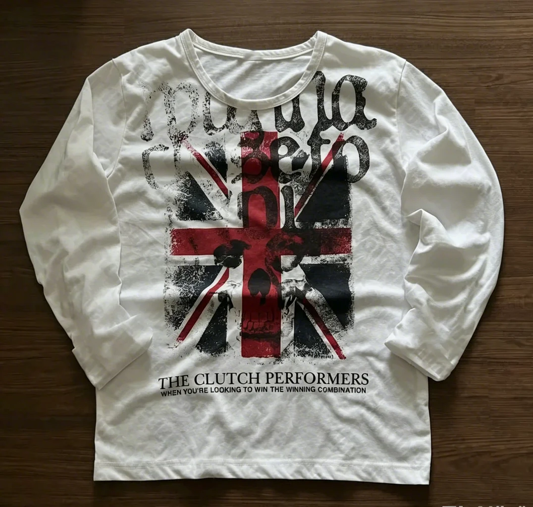 2026 British Union Jack Skull Y2K Graphic Long Sleeve Tee Men Women Unisex Retro Rock Streetwear Quick Dry Polyester