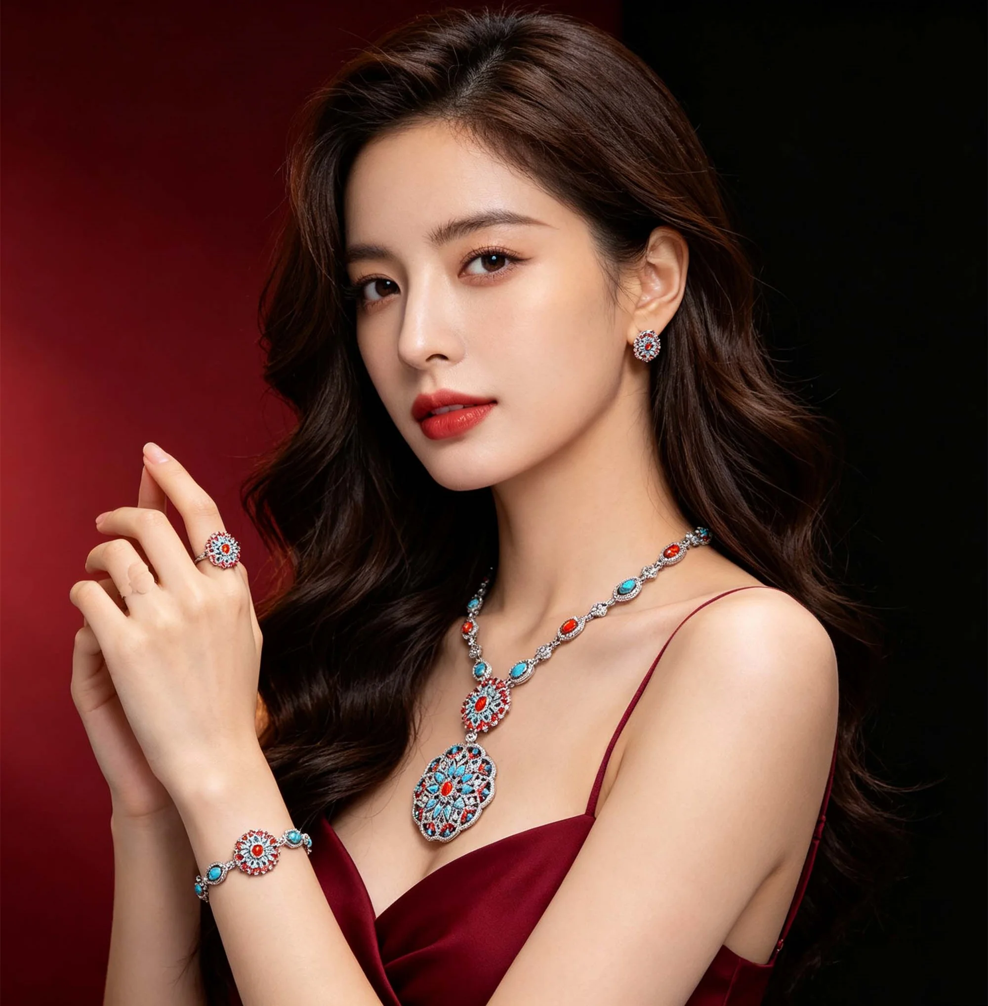 4Pcs Bridal 3A Cubic Zirconia Jewelry Set Women Necklace Bracelet Earrings Ring Statement Wedding Party Accessories Christmas