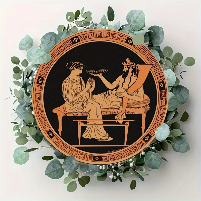 2D Flat, 2D Flat 1 Stück griechische Mythologie-Folien-Gravur-Eisenschild – Persephone and Hades Wall Art – 20,3 x 20,3 cm dekoratives Metallschild