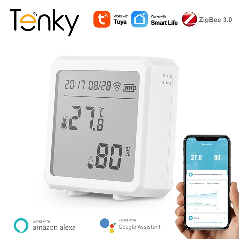 Tuya Zigbee Temperature Humidity Sensor Indoor Hygrometer Thermometer Smart Life APP Remote Control Work with Alexa Google Home