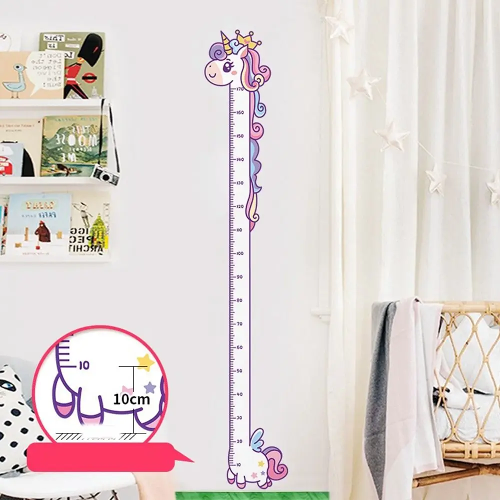 Self-adhesive Animals Height Measure Stickers Child Growth Ruler Removable 3D Unicorn Dinosaur Background Wall