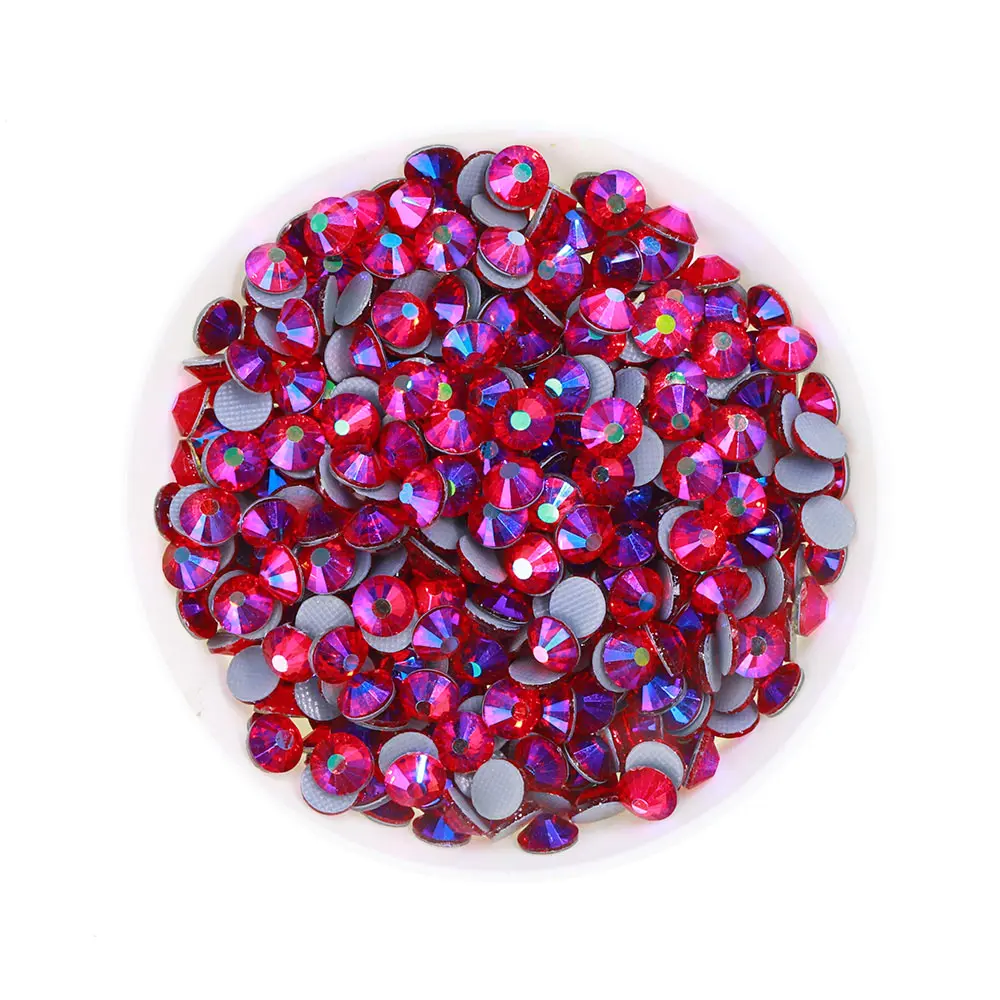 SS6-SS20 Glass Hotfix Rhinestones 1440Pcs/bag Glitter AB Series Flatbase Crystal Strass Wedding Dress Decoration DIY Diamond