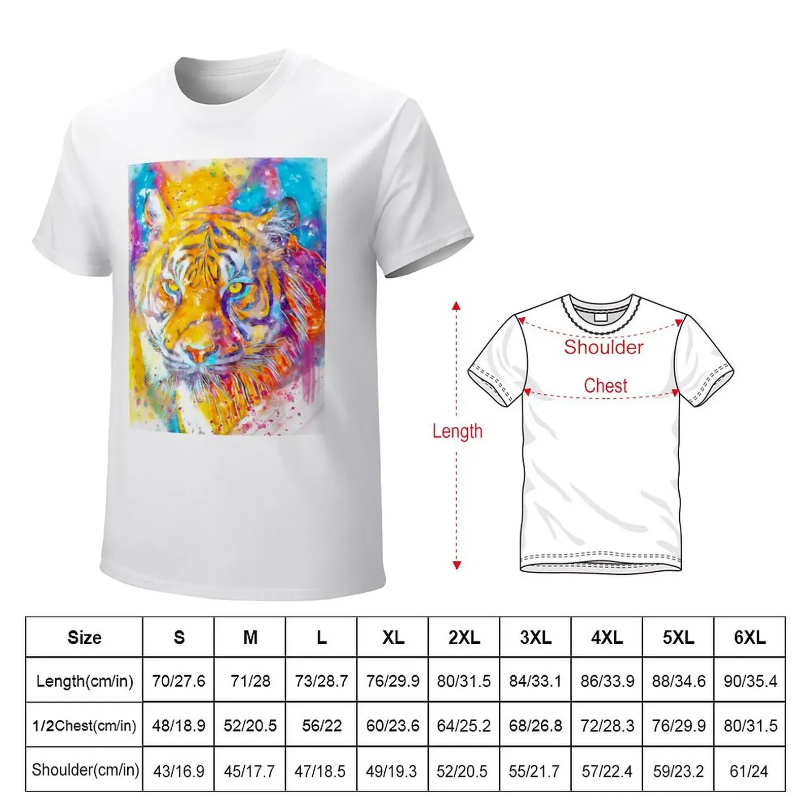 Watercolor collection /Tiger T-Shirt plain anime clothes oversizeds fruit of the loom mens t shirts