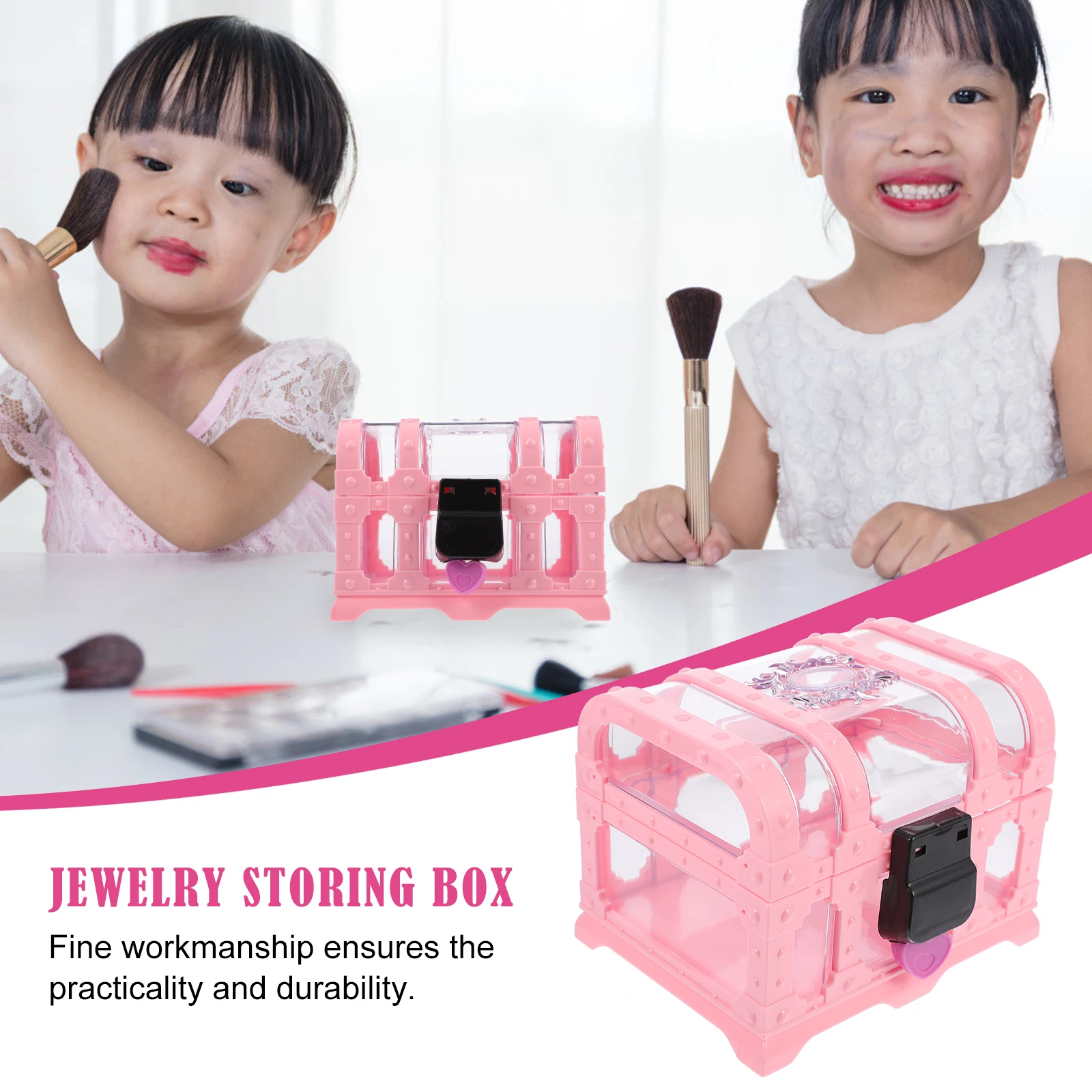 

1 Set Girls Makeup Storage Box Kids Cosmetics Organizer Plastic Jewelry Case Multipurpose Delicate Earring Necklace Ring Holder