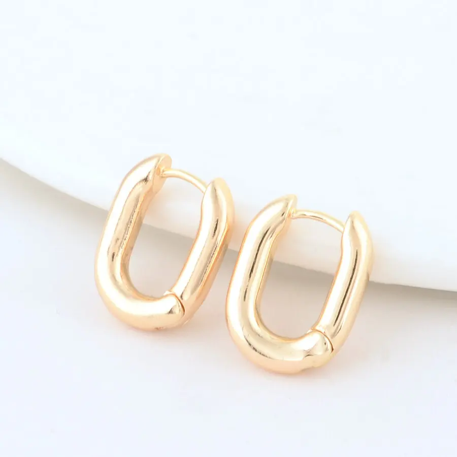 4PCS 16MM 18MM 20MM 14K Gold Color Brass Oval Earrings Hoops High Quality Jewelry Making Supplies Diy Findings Accessories