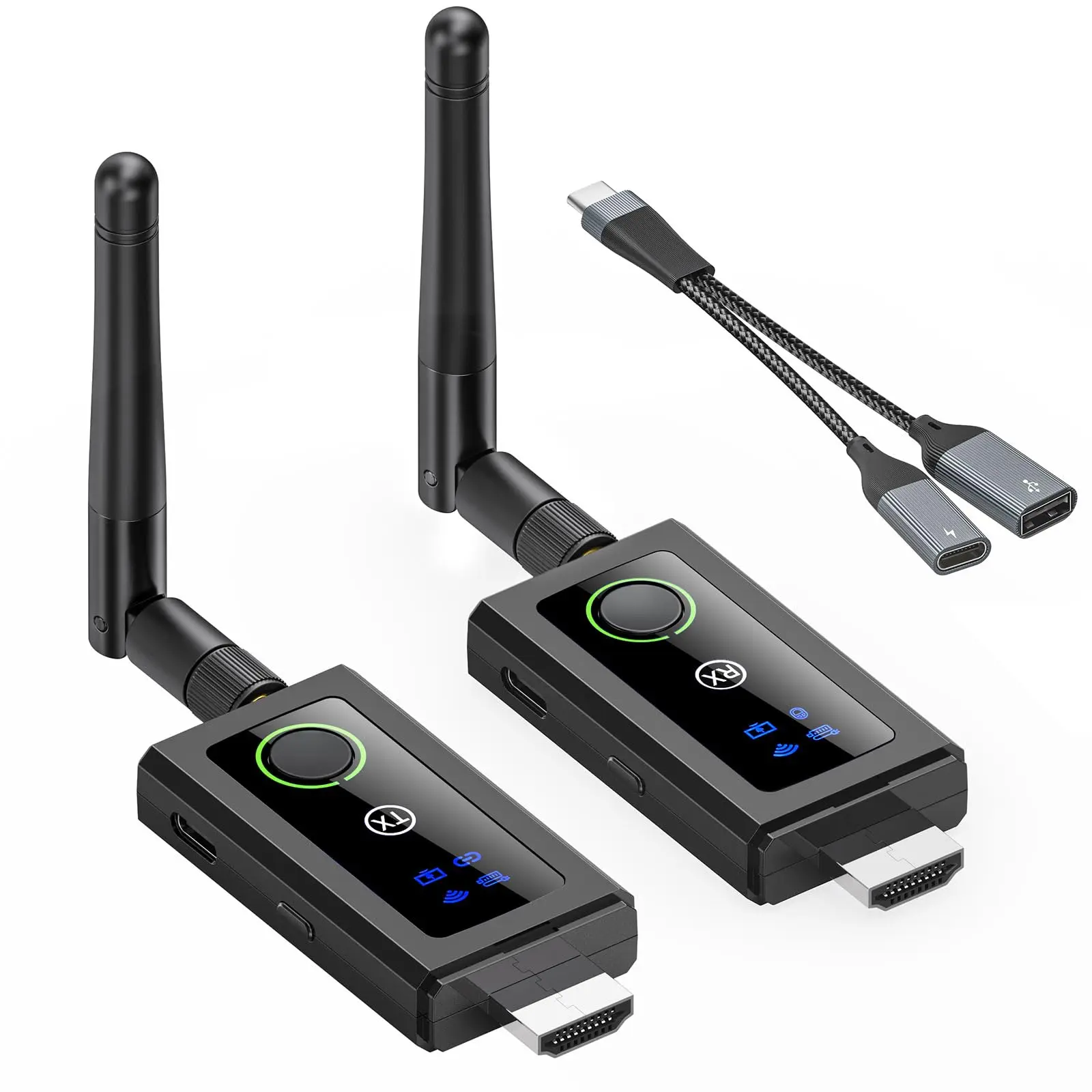 

Wireless HDMI Transmitter and Receiver 200M/660FT,5G/4K Decoding HDMI Extender Kit with KVM Function USB Mouse/Keyboard Port