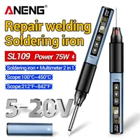ANENG SL109 Electric Soldering Irons Kit T65 75W Smart AC Voltage Ohm Adjustable Temperature Welding Solder Pencil Tip Test Tool
