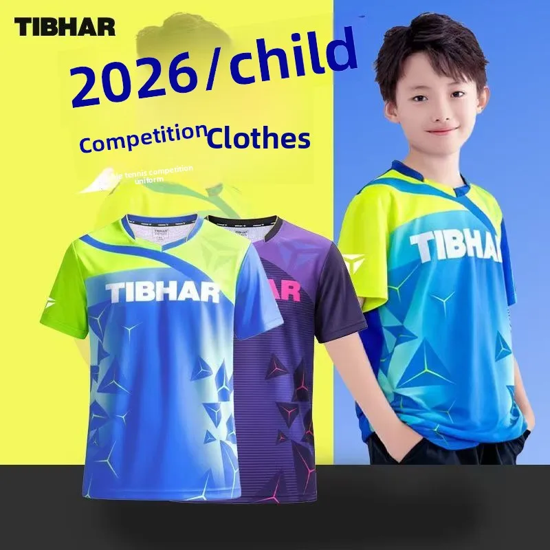 TIBHAR table tennis uniform men's and women's short sleeved professional children's sports moisture wicking training suit