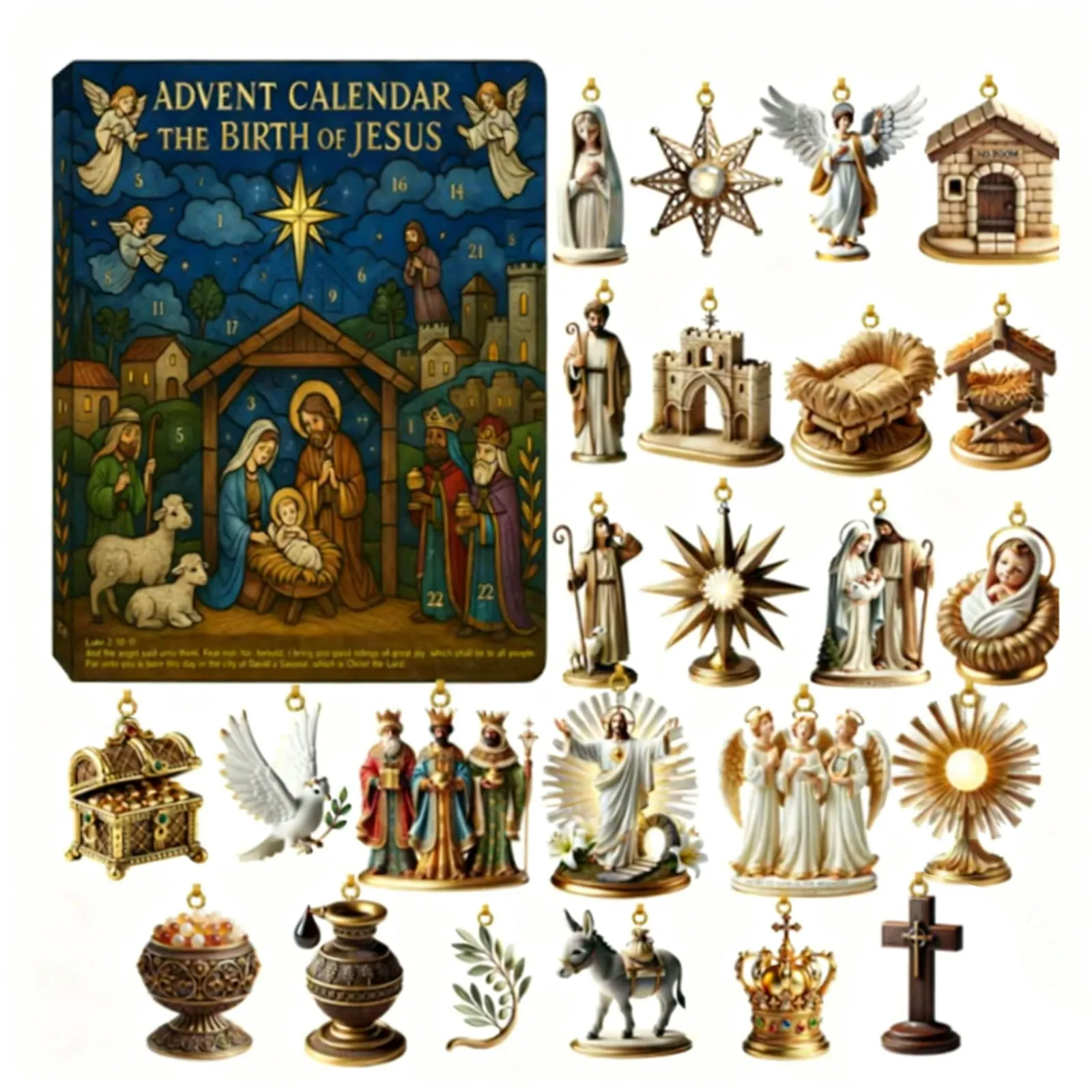 Dados de entrenamiento para niños, calendario navideño 2025 que contiene 24 colgantes acrílicos, adecuados para varias suministros para fiestas, temporizador electrónico