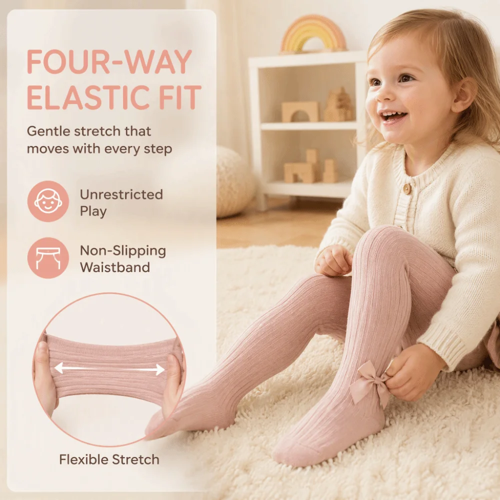 Class A Cotton Girls Knit Leggings Twisted Texture Solid Color Pantyhose Four Way Stretch Wear Resistant Children Tights