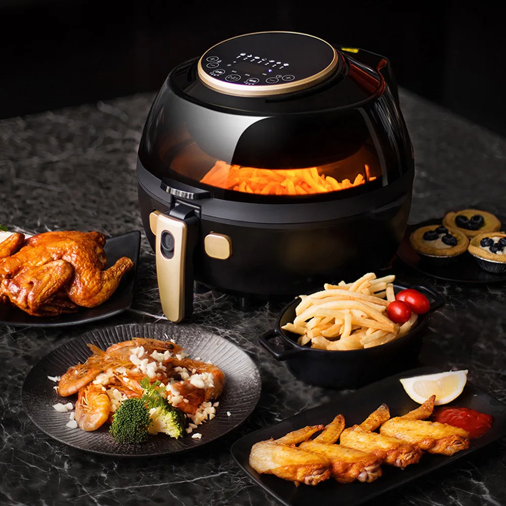 Máquina automática para hacer papas fritas, freidora de aire inteligente para el hogar, freidora multifuncional de gran capacidad, freidora eléctrica