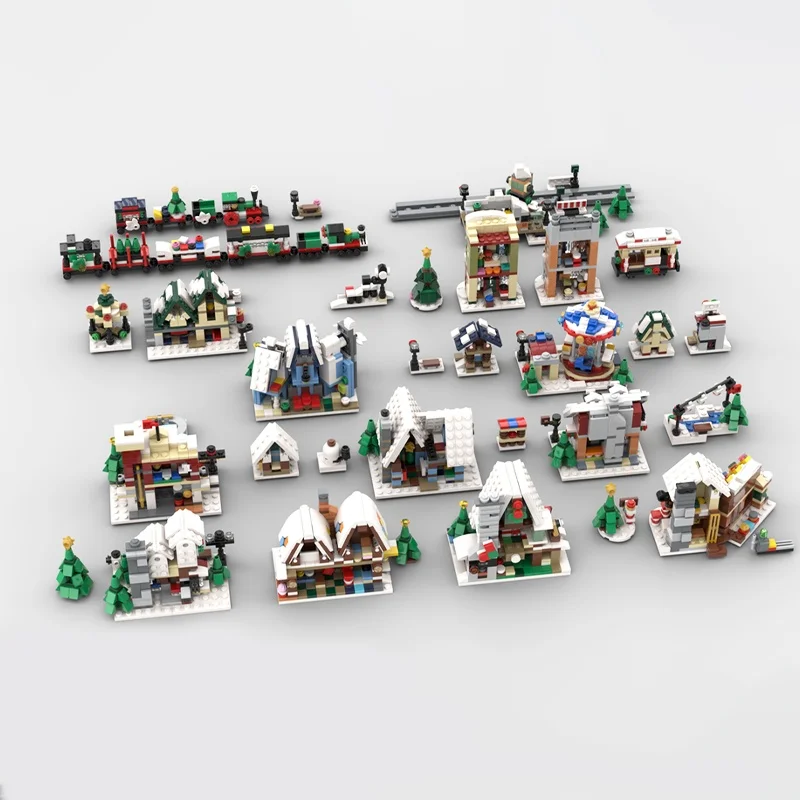 4464 قطعة MOC مجموعة قرية الشتاء الصغيرة نموذج كامل ألعاب البناء كتل هدايا عيد الميلاد لتقوم بها بنفسك فكرة إبداعية تعليم للأطفال #2