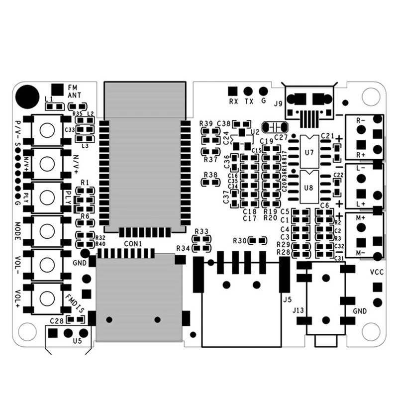 Placa de amplificador Bluetooth 3w v4.1, estéreo, módulo bluetooth, rádio fm/cartão tf/u disco/controle remoto infravermelho