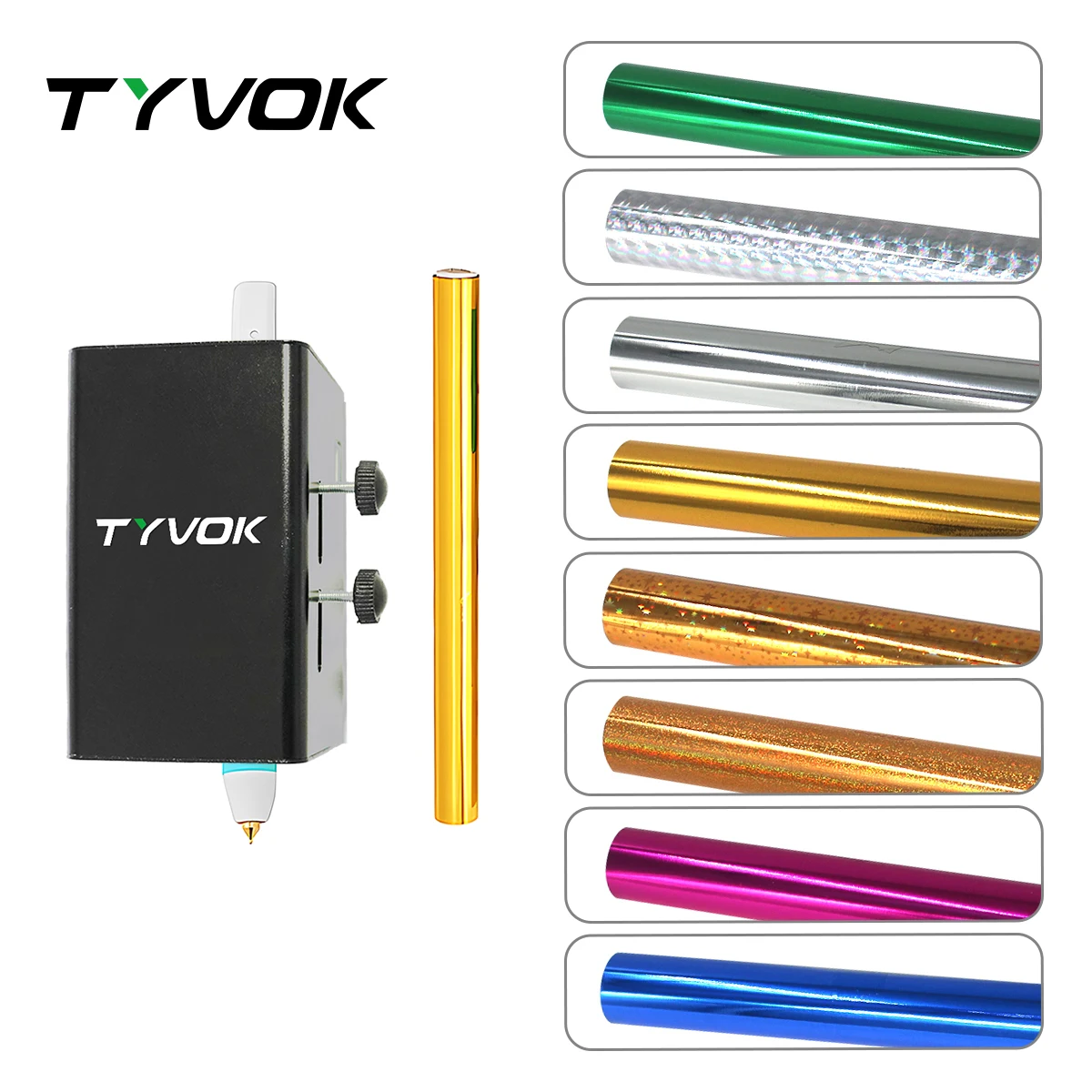 Tyvok Versatile Adjustable Heated Hot Foil Pen USB Gold Pen Multi-function Thermal Stamping Pen and Thermal Stamping Roll Set