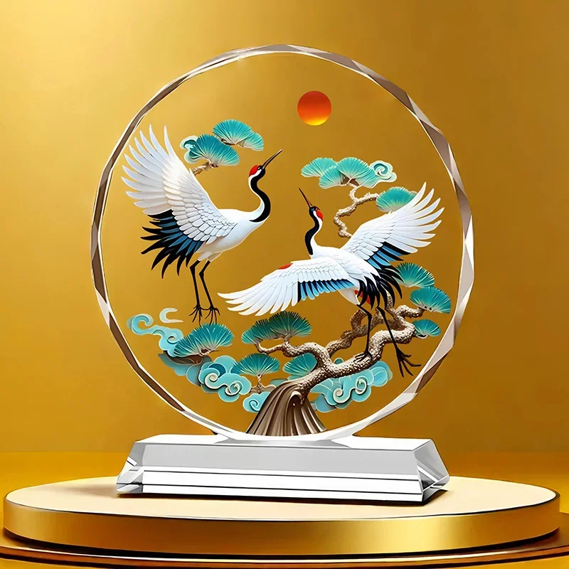 Crystal ornament Fushou Ankang desktop living room opened auspicious decoration table