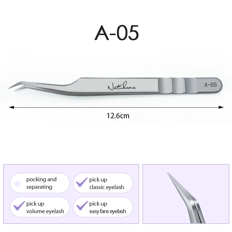 NATUHANA Antistatische gerade Wimpernverlängerungspinzette, industrielle Präzision, gebogene gerade Wimpern-Augenbrauenpinzette, Make-up-Tools