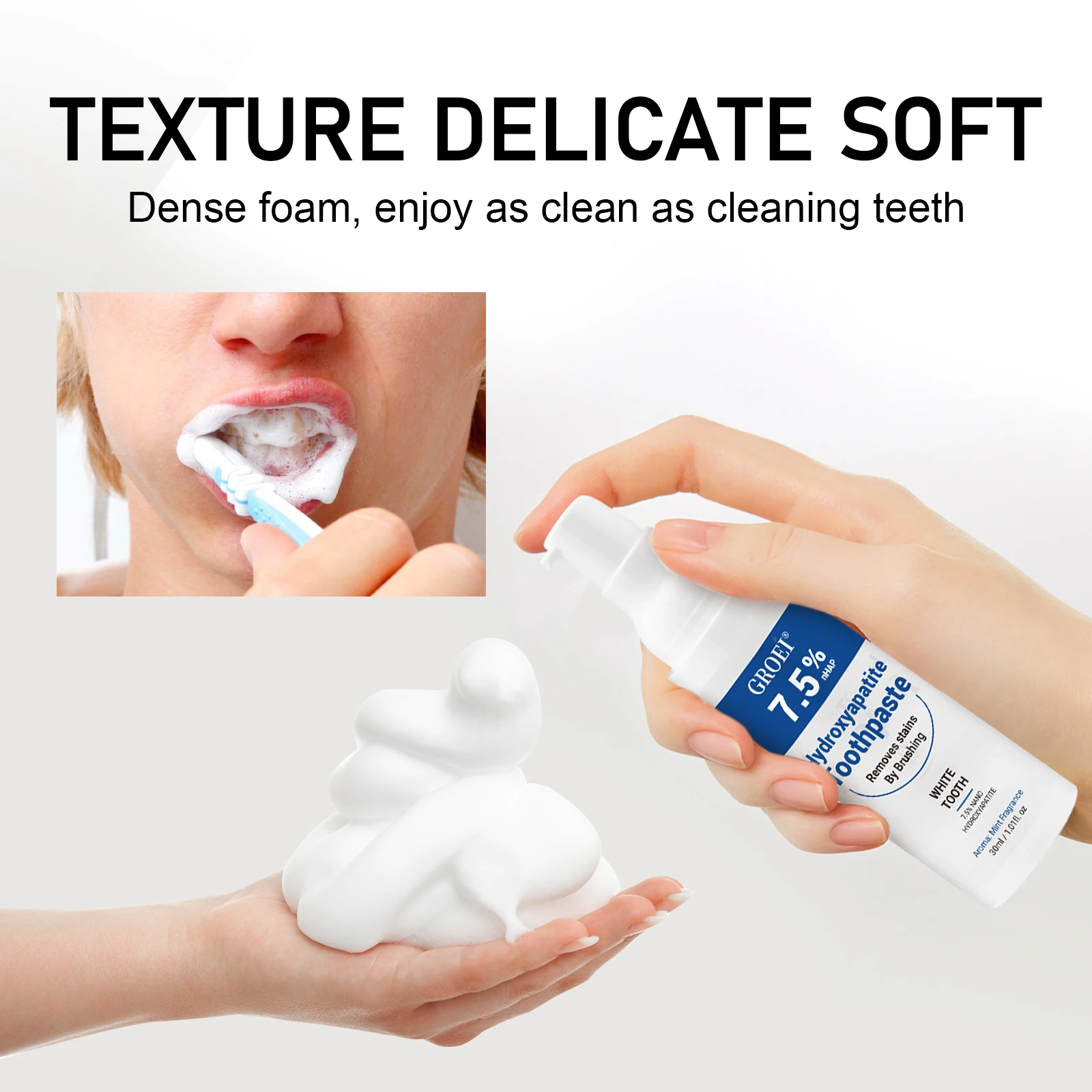 

GROEI 7.5%Nano Hydroxyapatite Toothpaste 30ml Tartar Control Sensitive Teeth Care Natural Mint Freshness Oral for Cleaning Stain