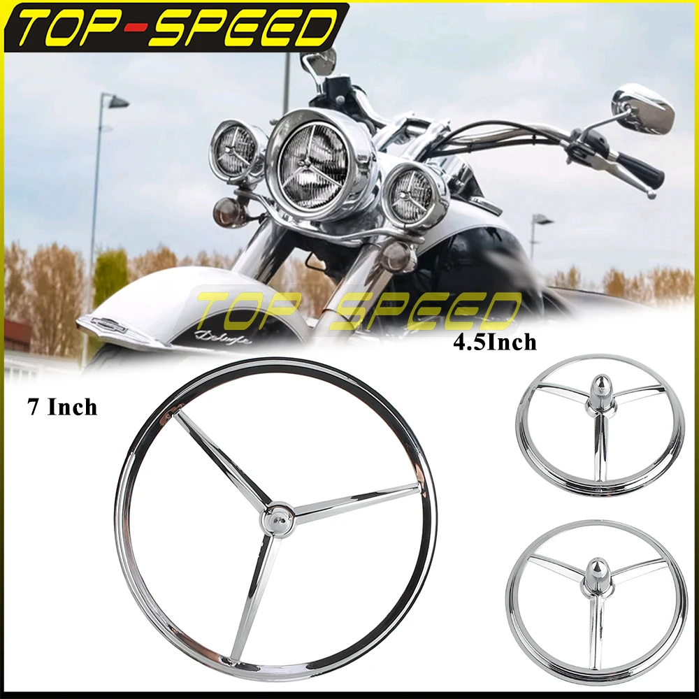 Motorcycle Headlight Trim Cover Tri Bar Headlamp Surround Decor Bezel Fairing 4.5" 7" For Harley Street Electra Glide Road King