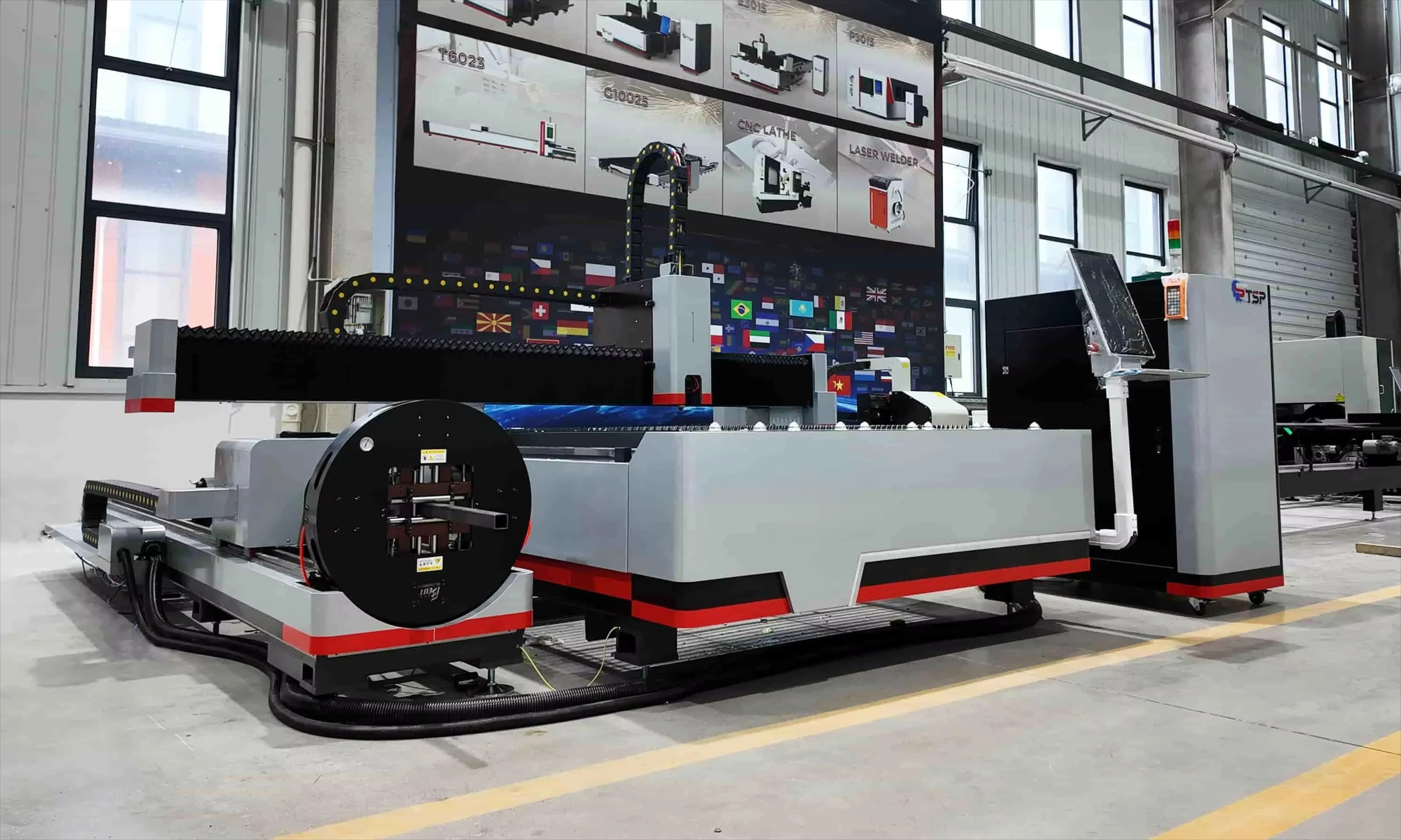 Integrated 3000w Raycus Max CNC Fiber Cutting Tube Pipe Plate Machine Steel Aluminum Automatic Exchange Table