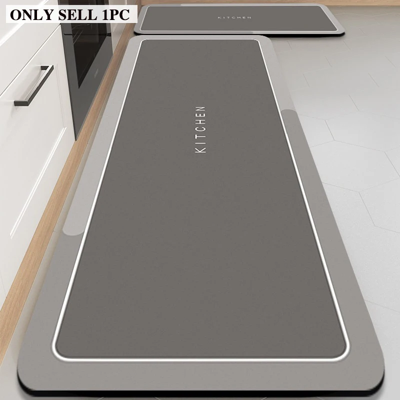 

PVC Kitchen Floor Mat Waterproof Oil-proof Non-slip Leather Carpet Solid Color Long Foot Mats Minimalist Style Home Decor Rug