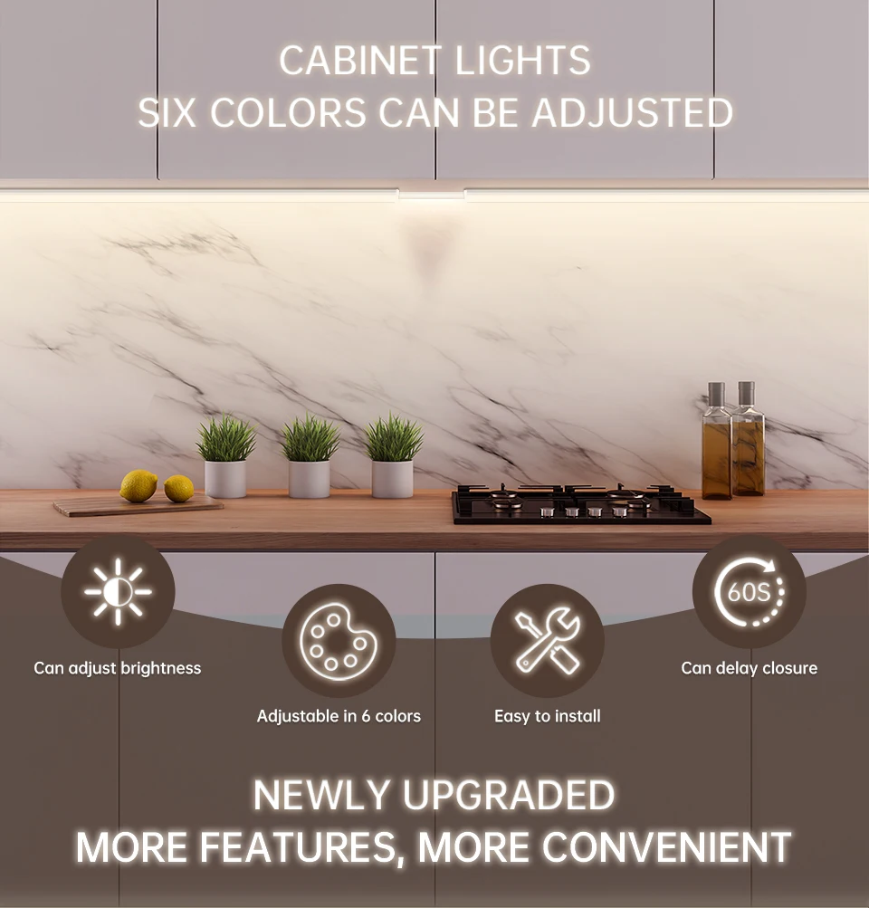 2700-6500K Dimmbare CCT-Unterbauleuchte, 1-6 Stück in Reihe schaltbar, Küchenlampe, 48 cm Aluminium-LED-Leuchte mit Fernbedienung – Detail 1