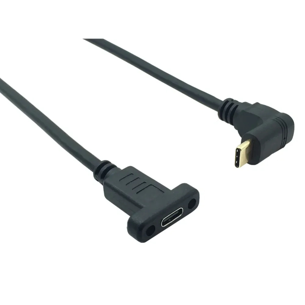 Kabel ekstensi USB Tipe C, kabel ekstensi USB Tipe C, kabel Data Video USB-C, konektor kabel Extender pria ke Wanita dengan Panel sekrup dudukan berpelindung