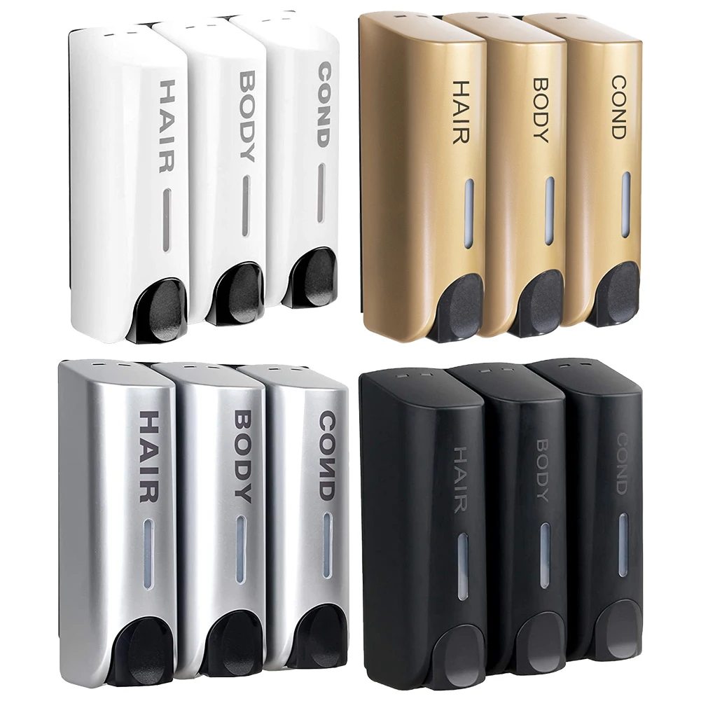 Triple 350ml Shampoo and Conditioner Dispenser Multi-Purpose Wall-Mount  Large Capacity for Bathroom Accessories
