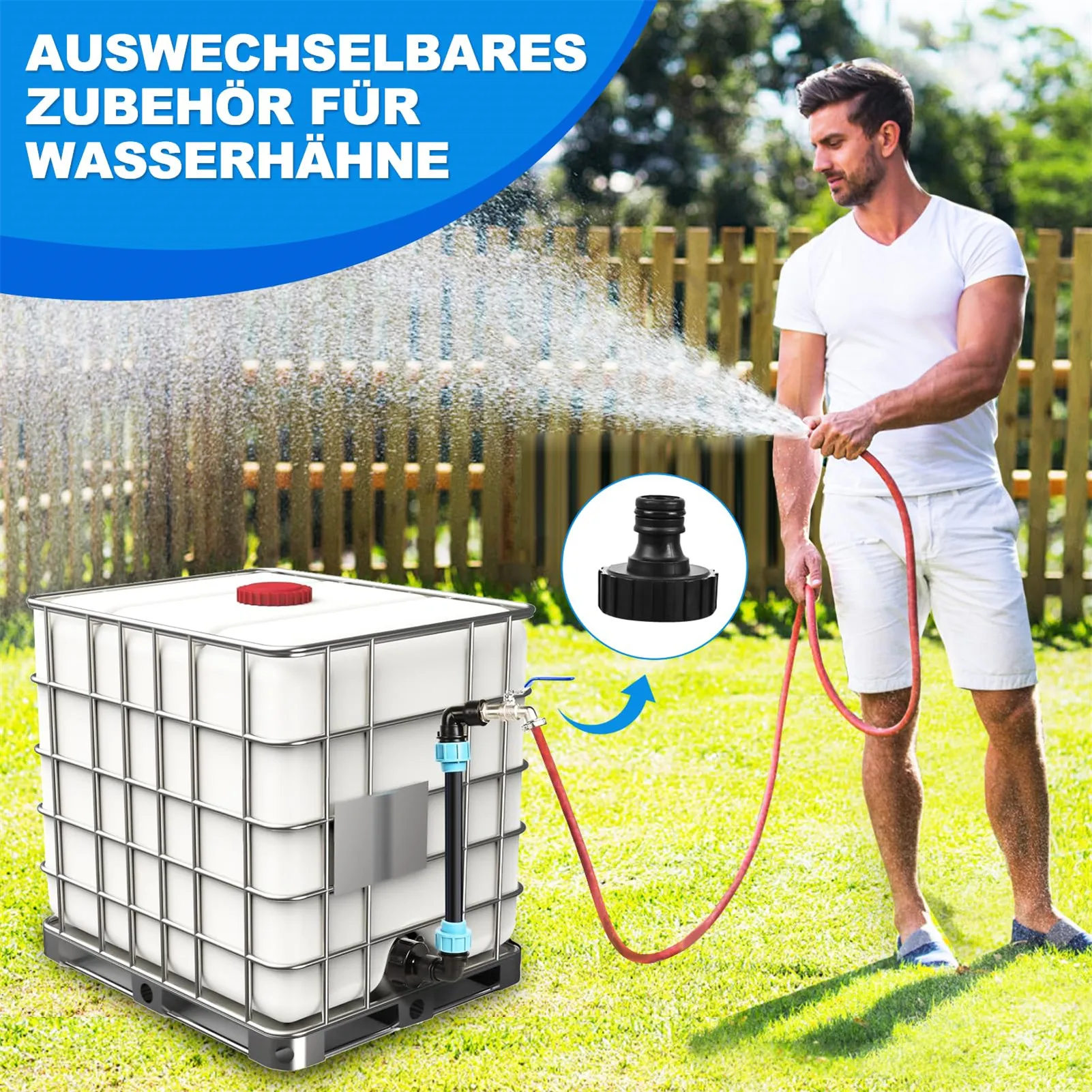 IBC Adapter Zinc Alloy Faucet Set Heighten Rainwater Tank Connector Leak-Proof for Garden Irrigation Watering Equipment