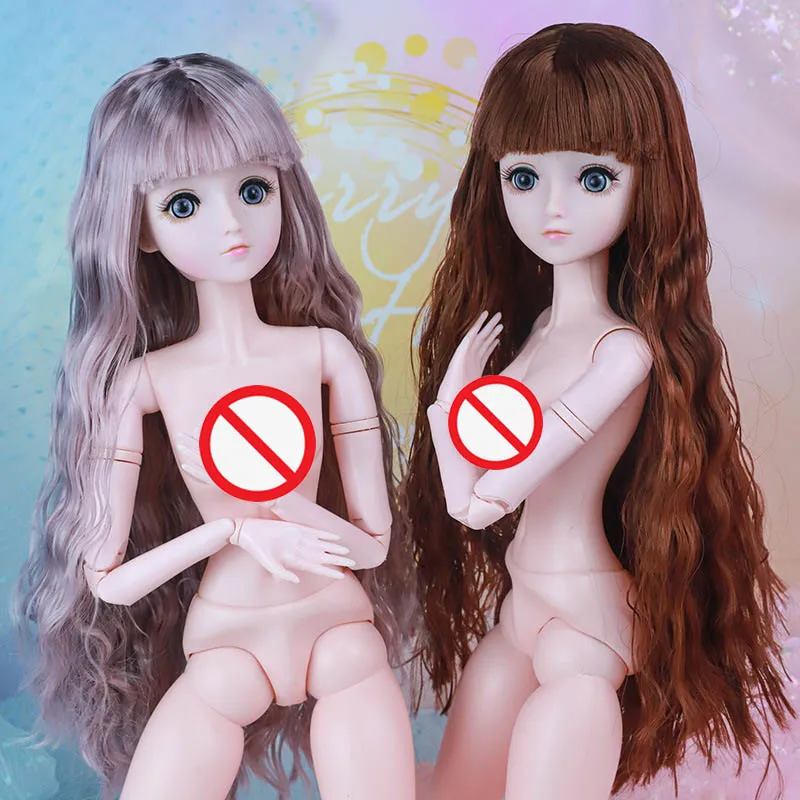 Girls Toy 60 Cm Doll with Wave Curls Hair Pink Skin 1/3 BJD 22 Joints Body Dress Up Dolls for Girls